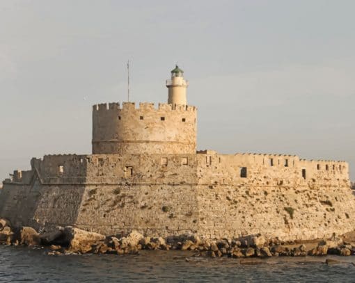 Greece Lighthouse Agios Nikolaos Fortress paint by numbers