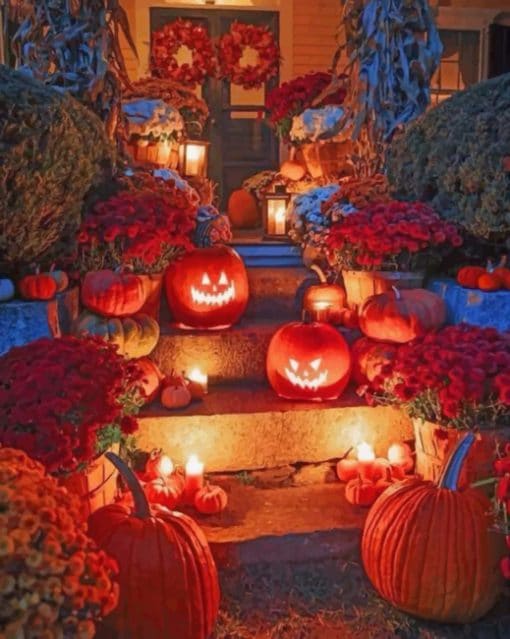 Outdoor Halloween Pumpkins paint by numbers