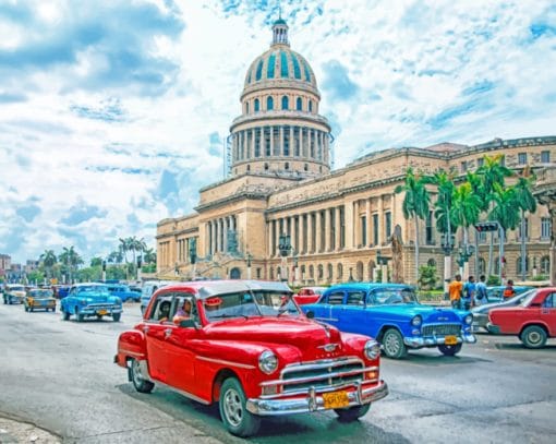 Classical Cars In Havana Paint By Numbers