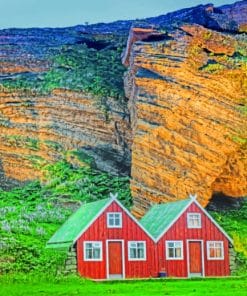 Isolated Red Houses Paint By Numbers