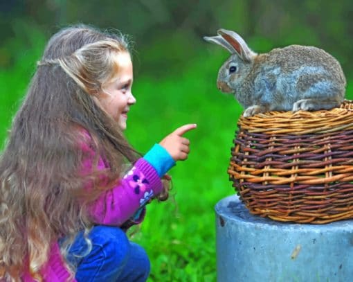 Little Girl With Rabbit paint by numbers