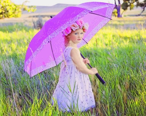 Little Girl With Umbrella paint by numbers