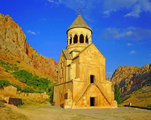 Mountains Temple With Blue Sky paint by numbers