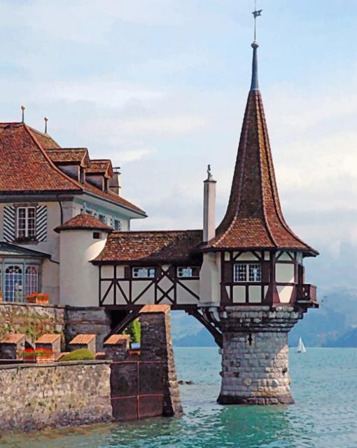 Oberhofen Castle Switzerland paint by numbers