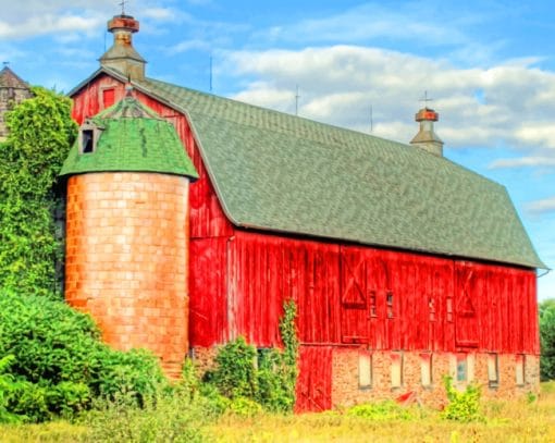 Old Red Barn Paint by numbers