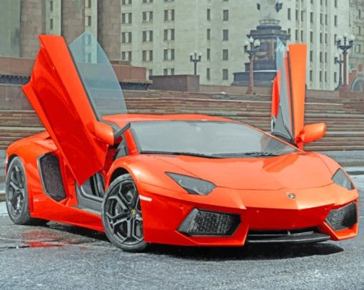 Orange Lamborghini Paint By Numbers