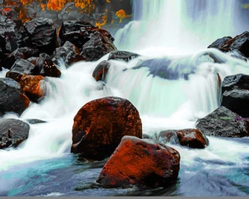 Öxarárfoss Waterfall paint by numbers