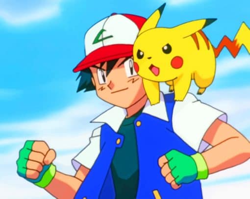 Pokemon Ash And Pikachu paint by numbers