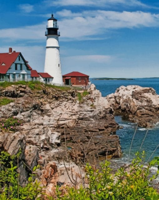 Portland Head Light Maine paint by numbers