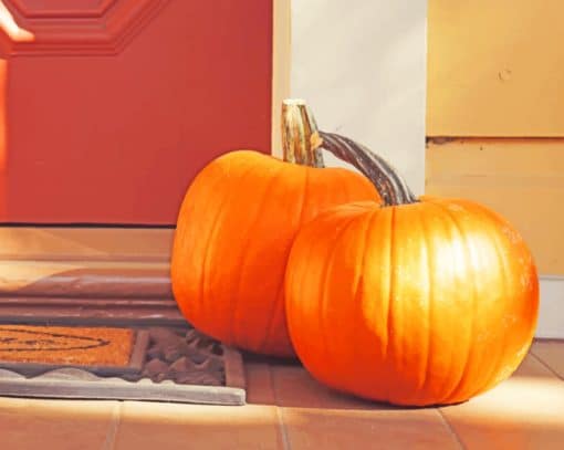 Pumpkins On The Door paint by numbers