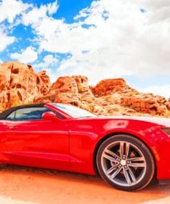 Red Convertible Car paint by numbers