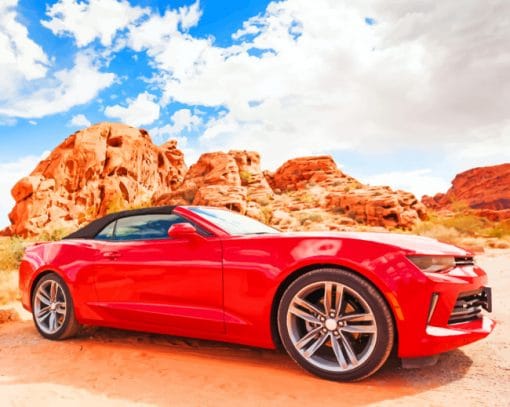 Red Convertible Car paint by numbers