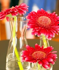 Red Flowers In Glass Pot paint by numbers