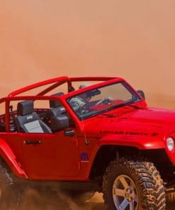 Red Jeep Car In Desert paint by numbers