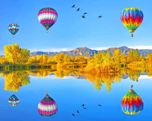 Reflected Hot Air Balloons Paint By Numbers