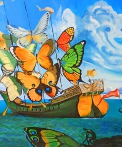 Ship With Butterfly Sails Paint By Numbers