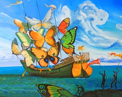 Ship With Butterfly Sails Paint By Numbers