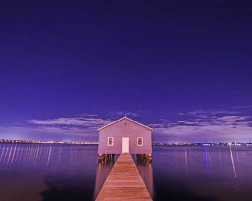 Sea Cabin During Night paint by numbers