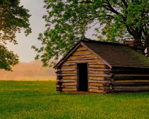 Small Cabin In Landscape paint by numbers