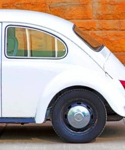 Vintage White Vw Beetle Car paint by numbers