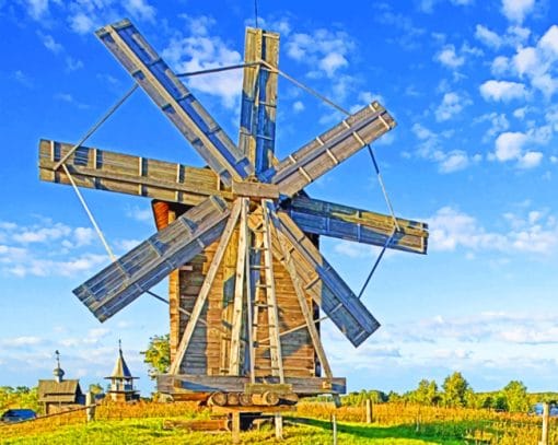 Windmill In Farmlands paint by numbers