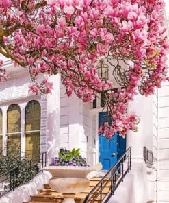 Aesthetic House Cherry Blossom paint by numbers