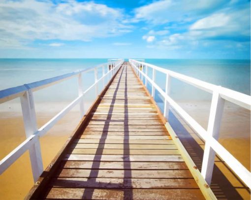 Beach With Horizon Line Bridge paint by numbers