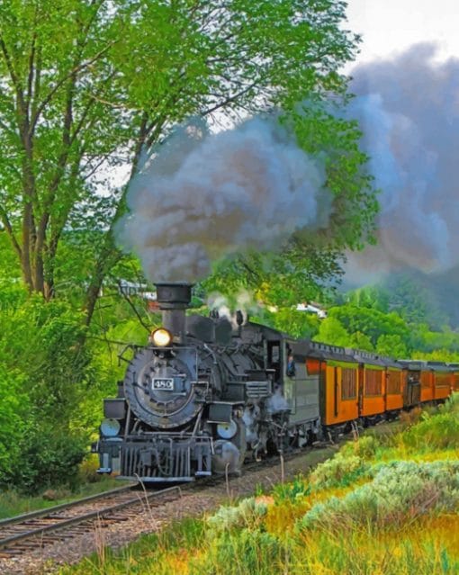 Beautiful Old Train paint by numbers