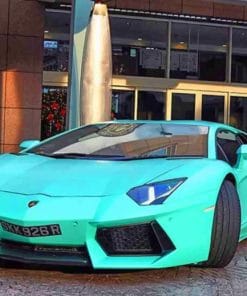 Blue Lamborghini paint by numbers