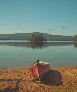 Canoe Resting On Small Beach paint by numbers