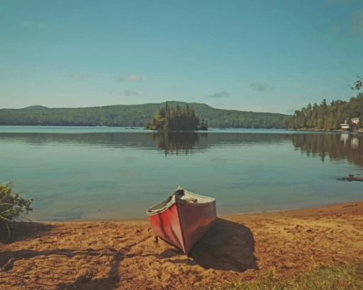 Canoe Resting On Small Beach paint by numbers