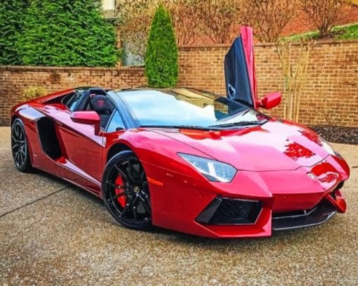 Cherry Red Lamborghini paint by numbers