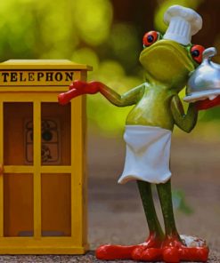 Frog Waiter Beside Telephone Booth paint by numbers