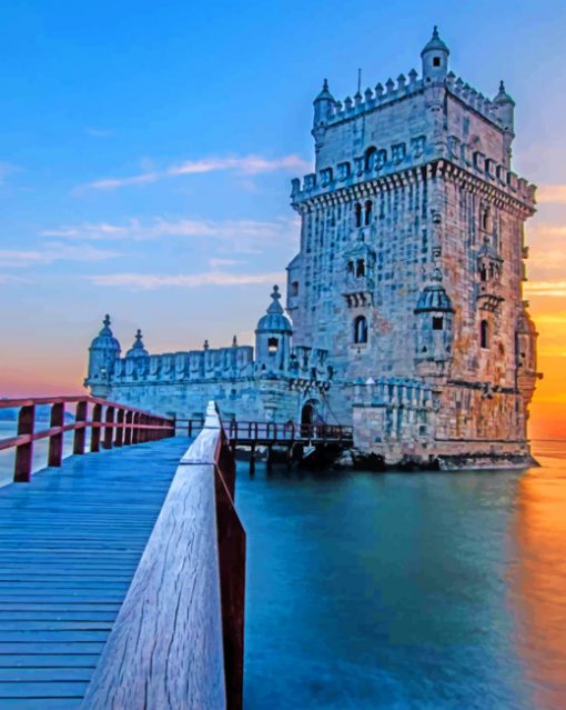 Garden Of Belem Tower Portugal paint by numbers