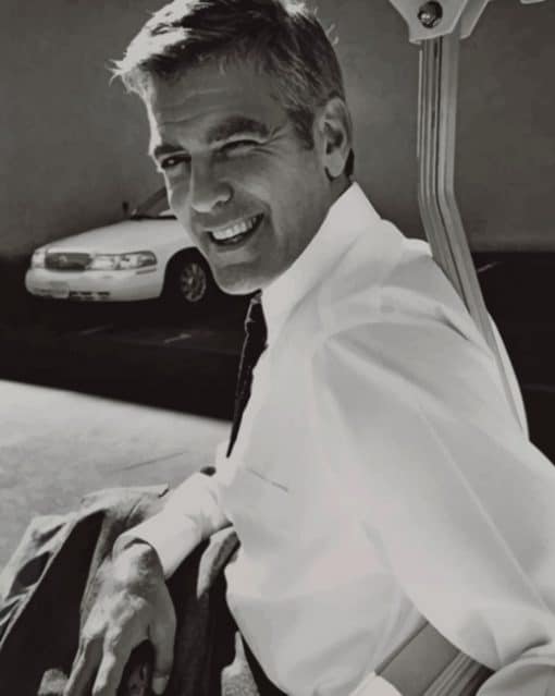 George Clooney BlacK And White paint by numbers