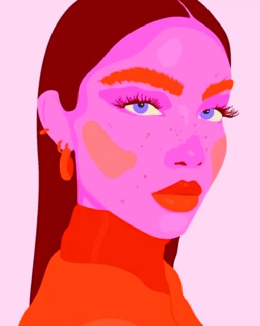 Girl Face Illustration paint by numbers