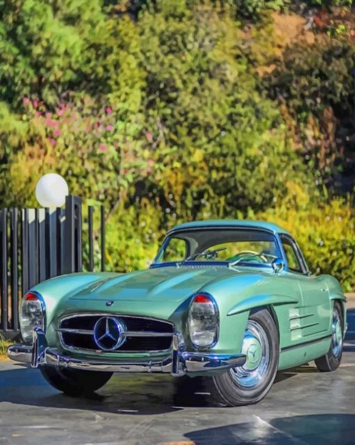 Green Classic Mercedes paint by numbers