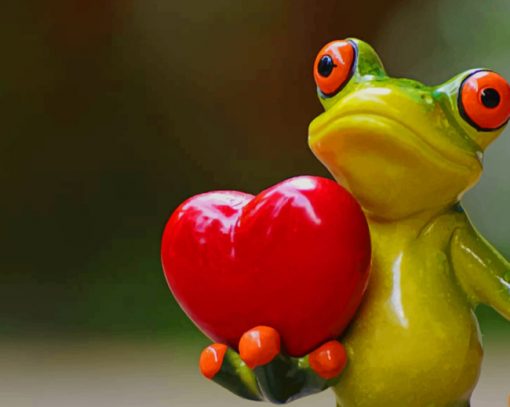 Green Frog Carrying Heart paint by numbers