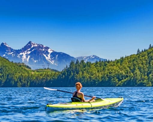 kayaking Between Mountains Paint By Numbers