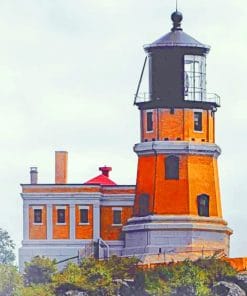 Lighthouse Building On Cliff paint by numbers