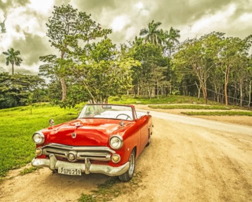 Old Red Car paint by numbers