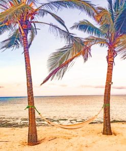 Palm Trees In The Beach paint by numbers