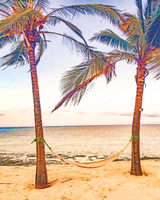 Palm Trees In The Beach paint by numbers