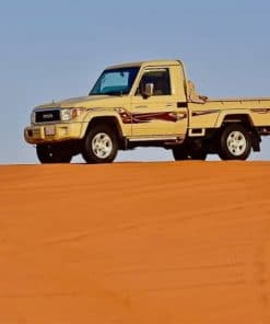 Pick Up Truck On The Desert Dunes Under A Blue Sky paint by numbers