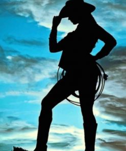 Silhouette Of Cowgirl paint by numbers