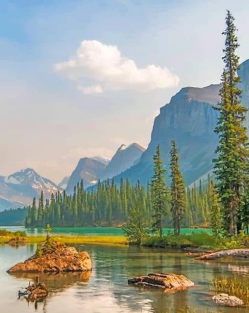 Spirit Island Island In Maligne Lake paint by numbers