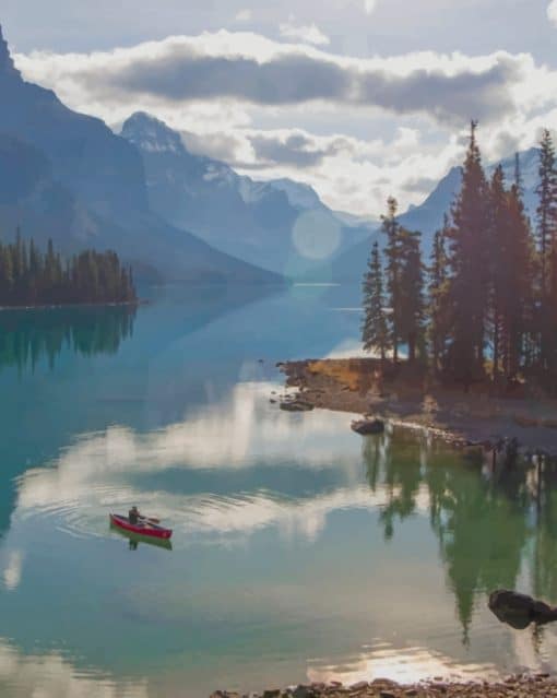 Spirit Island Maligne Lake Canada paint by numbers