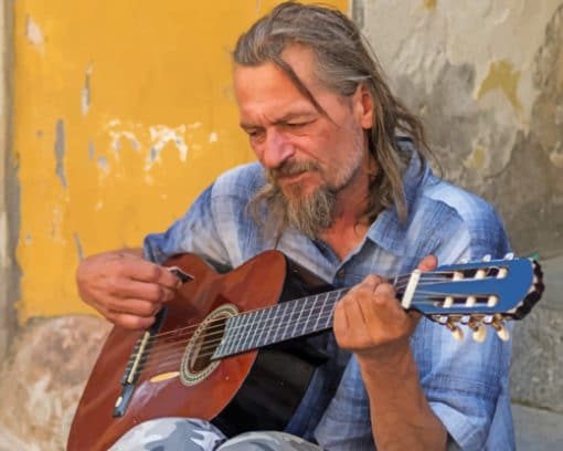 Street Artist With Guitar paint by numbers