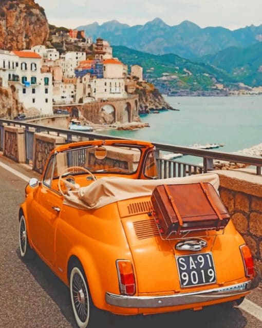 Yellow Vintage Car Atrani Italy paint by numbers