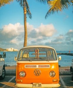 Yellow VW Bus paint by numbers